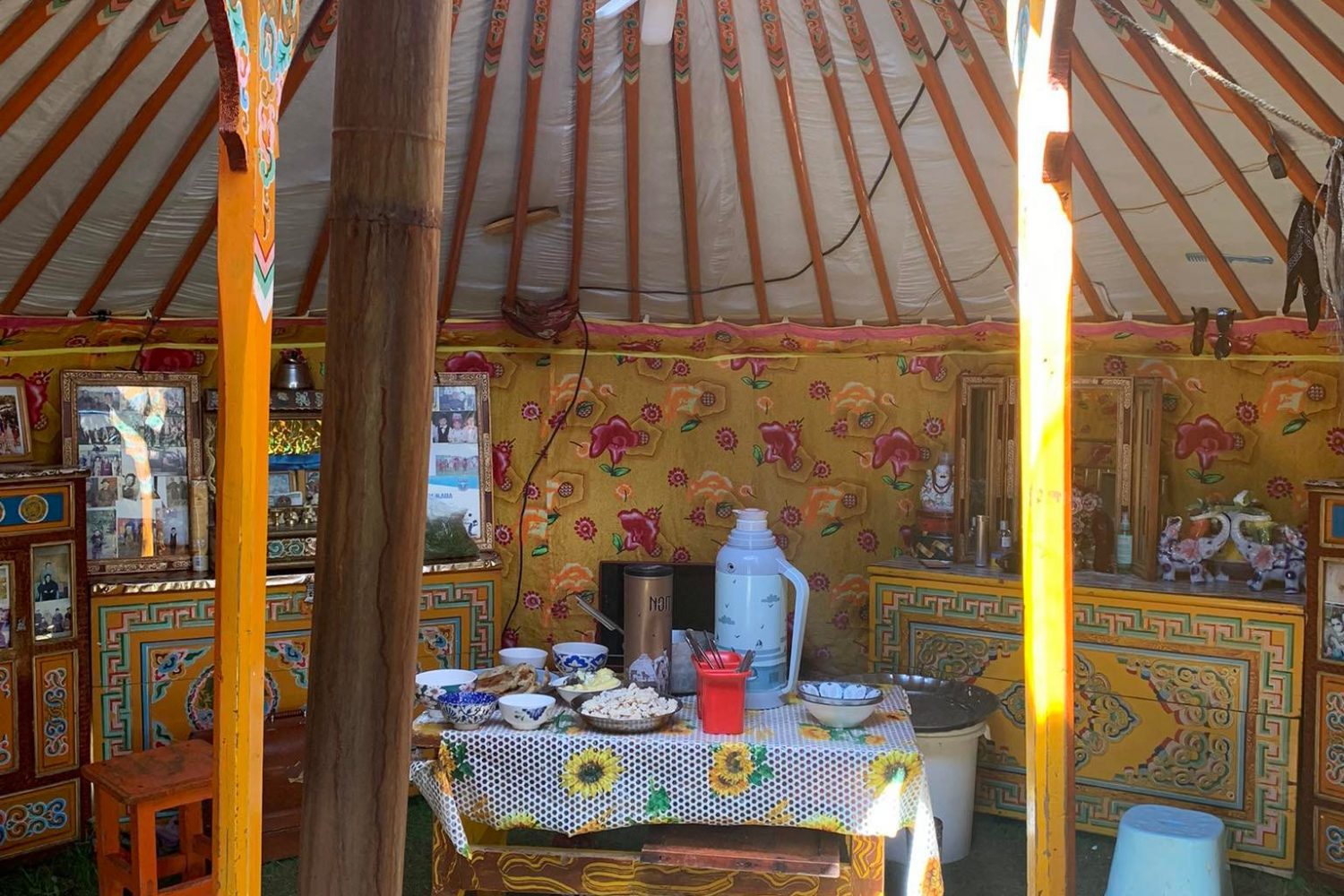 inside the ger, yurt