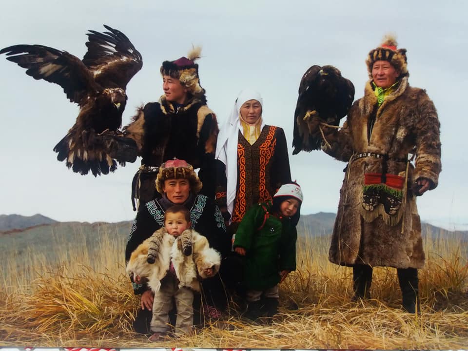 kazakh family with eagle
